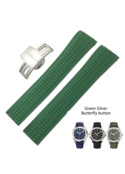 21mm Curved End Pins Metal Watches Silicone Rubber Band Fit For Patek PP Philip Pioneer Sailor 5167A Black Brown Green Blue Soft Strap