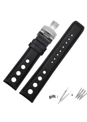 Watchband 20mm Genuine Leather Strap for PRS516 Men's Watches Band with Butterfly Clasp Black Brown Soft Cowhide Leather Strap