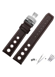 Watchband 20mm Genuine Leather Strap for PRS516 Men's Watches Band with Butterfly Clasp Black Brown Soft Cowhide Leather Strap