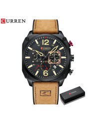 CURREN New 8398 Men's Watch Fashion Waterproof Male Multifunction Chronograph Leather Watch Six Needle Calendar Quartz Watches