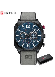 CURREN New 8398 Men's Watch Fashion Waterproof Male Multifunction Chronograph Leather Watch Six Needle Calendar Quartz Watches