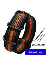 For NATO Zulu strap wholesale 18 color heavy duty nylon watchband 18mm 20mm 22mm 24mm rainbow stripe canvas replacement bracelet