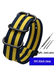 For NATO Zulu strap wholesale 18 color heavy duty nylon watchband 18mm 20mm 22mm 24mm rainbow stripe canvas replacement bracelet