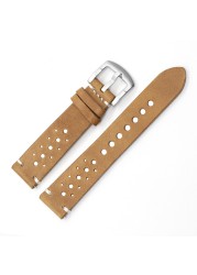 Genuine Leather Watch Band Black Brown Coffee Color Rally Watch Strap Replacement Watchbands 18mm 20mm 22mm