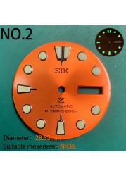 Nh35 watch double dial new C3 luminous modified craft watch skx007 SKX006 small millimeter 28.5mm abalone nh35 universal