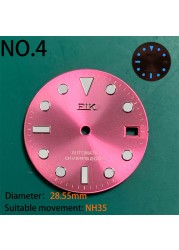 Nh35 watch double dial new C3 luminous modified craft watch skx007 SKX006 small millimeter 28.5mm abalone nh35 universal