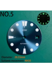 Nh35 watch double dial new C3 luminous modified craft watch skx007 SKX006 small millimeter 28.5mm abalone nh35 universal