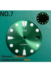 Nh35 watch double dial new C3 luminous modified craft watch skx007 SKX006 small millimeter 28.5mm abalone nh35 universal