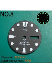 Nh35 watch double dial new C3 luminous modified craft watch skx007 SKX006 small millimeter 28.5mm abalone nh35 universal