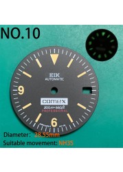 Nh35 watch double dial new C3 luminous modified craft watch skx007 SKX006 small millimeter 28.5mm abalone nh35 universal