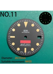 Nh35 watch double dial new C3 luminous modified craft watch skx007 SKX006 small millimeter 28.5mm abalone nh35 universal