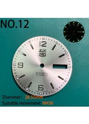 Nh35 watch double dial new C3 luminous modified craft watch skx007 SKX006 small millimeter 28.5mm abalone nh35 universal