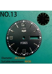 Nh35 watch double dial new C3 luminous modified craft watch skx007 SKX006 small millimeter 28.5mm abalone nh35 universal