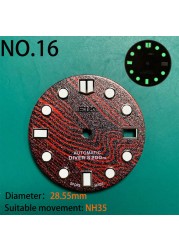 Nh35 watch double dial new C3 luminous modified craft watch skx007 SKX006 small millimeter 28.5mm abalone nh35 universal