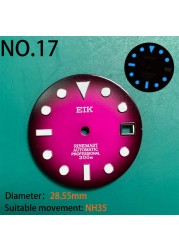 Nh35 watch double dial new C3 luminous modified craft watch skx007 SKX006 small millimeter 28.5mm abalone nh35 universal