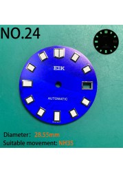 Nh35 watch double dial new C3 luminous modified craft watch skx007 SKX006 small millimeter 28.5mm abalone nh35 universal