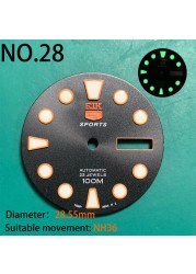 Nh35 watch double dial new C3 luminous modified craft watch skx007 SKX006 small millimeter 28.5mm abalone nh35 universal