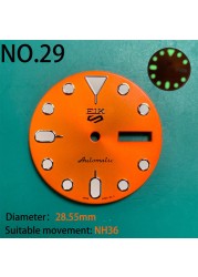 Nh35 watch double dial new C3 luminous modified craft watch skx007 SKX006 small millimeter 28.5mm abalone nh35 universal