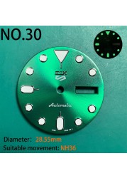 Nh35 watch double dial new C3 luminous modified craft watch skx007 SKX006 small millimeter 28.5mm abalone nh35 universal