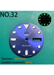 Nh35 watch double dial new C3 luminous modified craft watch skx007 SKX006 small millimeter 28.5mm abalone nh35 universal