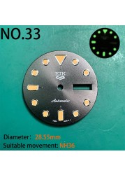 Nh35 watch double dial new C3 luminous modified craft watch skx007 SKX006 small millimeter 28.5mm abalone nh35 universal