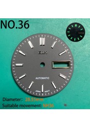 Nh35 watch double dial new C3 luminous modified craft watch skx007 SKX006 small millimeter 28.5mm abalone nh35 universal