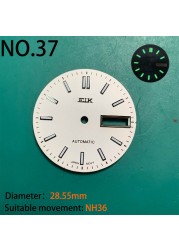 Nh35 watch double dial new C3 luminous modified craft watch skx007 SKX006 small millimeter 28.5mm abalone nh35 universal