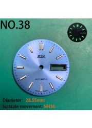 Nh35 watch double dial new C3 luminous modified craft watch skx007 SKX006 small millimeter 28.5mm abalone nh35 universal