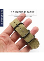 High Duty Quality Watchband 20mm 22mm 24mm 26mm Black Army Green Zulu NATO Nylon Canvas Canvas Watch Strap Black Silver Buckle