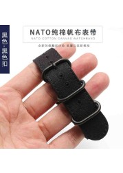 High Duty Quality Watchband 20mm 22mm 24mm 26mm Black Army Green Zulu NATO Nylon Canvas Canvas Watch Strap Black Silver Buckle