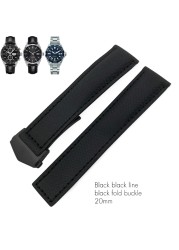 20mm 22mm Canvas Nylon Leather Watch Strap Fold Buckle Black Watch Band For Tag Heuer Carrera AQUARACER Watch Bracelets For Men