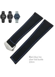 20mm 22mm Canvas Nylon Leather Watch Strap Fold Buckle Black Watch Band For Tag Heuer Carrera AQUARACER Watch Bracelets For Men