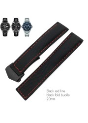 20mm 22mm Canvas Nylon Leather Watch Strap Fold Buckle Black Watch Band For Tag Heuer Carrera AQUARACER Watch Bracelets For Men