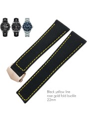 20mm 22mm Canvas Nylon Leather Watch Strap Fold Buckle Black Watch Band For Tag Heuer Carrera AQUARACER Watch Bracelets For Men