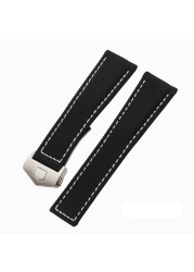 20mm 22mm Canvas Nylon Leather Watch Strap Fold Buckle Black Watch Band For Tag Heuer Carrera AQUARACER Watch Bracelets For Men