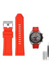 High quality silicone rubber watch band suitable for diesel dz4318/4323/4283/7315/4427 men waterproof soft big strap 24mm26mm