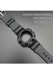 Watch Strap/Bezel for CasioDW-9000 DW9050 DW9052 Resin Bracelet Black Red Word