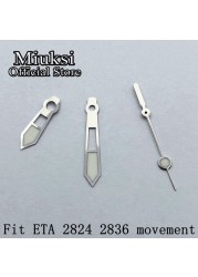 Miuksi Silver Blue Watch Green Hands Luminous Hands Fit NH35 NH36 ETA 2824 2836 Miyota 8205 8215 821A Mingzhu 2813 3804 Movement