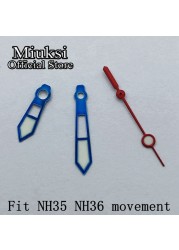 Miuksi Silver Blue Watch Green Hands Luminous Hands Fit NH35 NH36 ETA 2824 2836 Miyota 8205 8215 821A Mingzhu 2813 3804 Movement