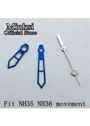 Miuksi Silver Blue Watch Green Hands Luminous Hands Fit NH35 NH36 ETA 2824 2836 Miyota 8205 8215 821A Mingzhu 2813 3804 Movement