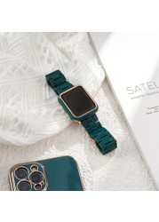Resin strap + tempered glass case for apple watch band 44mm 42mm 40mm 38mm korea ring watchband for iwatch 7 6 se series 5 4 3