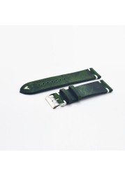 Onthlift - Genuine leather watch strap, handmade, antique, spare, green, buckle 16 18 20 22 24 mm, quick release