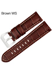 MAIKES Quality Genuine Leather Watch Strap 22mm 24mm 26mm Fashion Blue Watch Accessories Watchband for Panerai Watch Band