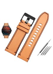 Genuine Leather Watchband for Diesel Watch Strap DZ4476/4482 DZ7408 7406 4318 Strap 22 24 26 28mm Big Size Men Wrist Watch Band