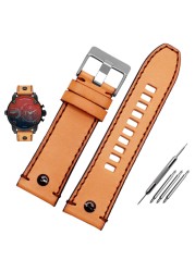 Genuine Leather Watchband for Diesel Watch Strap DZ4476/4482 DZ7408 7406 4318 Strap 22 24 26 28mm Big Size Men Wrist Watch Band