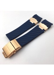 High quality rubber silicone watch band, two styles of design, foldable clasp, suitable for Ulysse Nardin watch, 22mm, 25mm