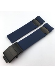 High quality rubber silicone watch band, two styles of design, foldable clasp, suitable for Ulysse Nardin watch, 22mm, 25mm