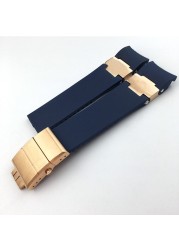 High quality rubber silicone watch band, two styles of design, foldable clasp, suitable for Ulysse Nardin watch, 22mm, 25mm