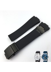 High quality rubber silicone watch band, two styles of design, foldable clasp, suitable for Ulysse Nardin watch, 22mm, 25mm