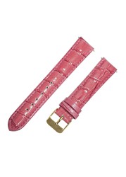 12mm 14mm 16mm 18mm 20mm leather watch band pink olive ivory green watchband genuine leather strap gold stainless steel buckle